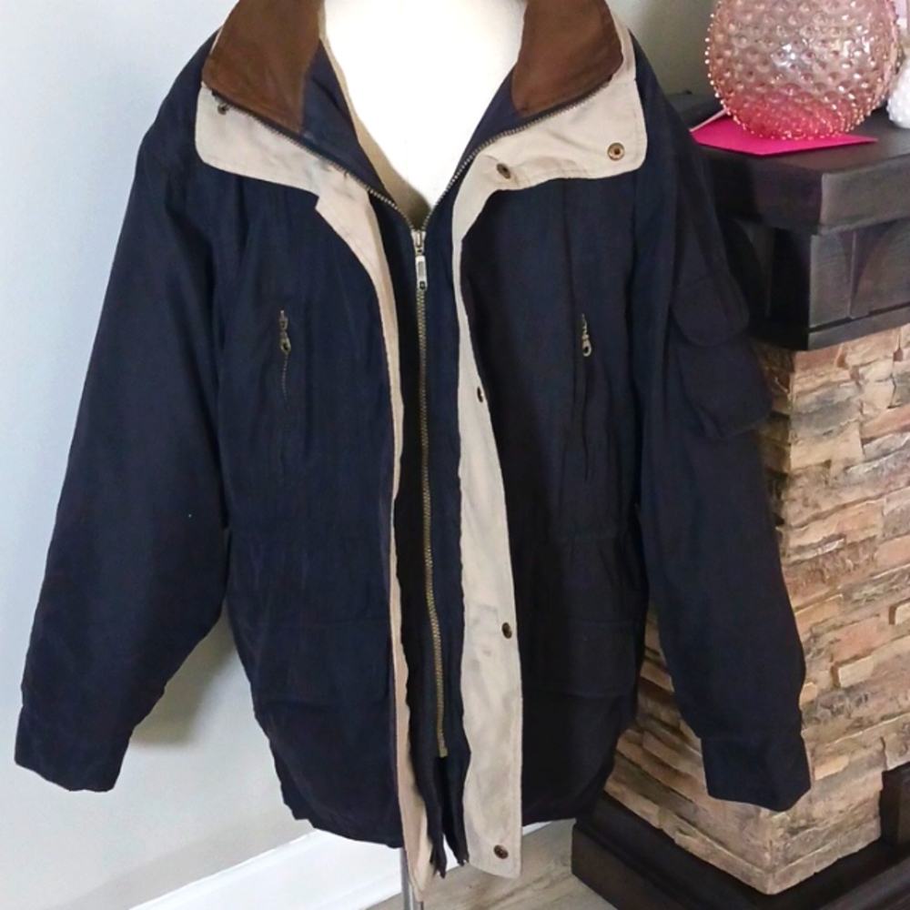 St. John's Bay Black and Gray Trench Coat with Durable Design